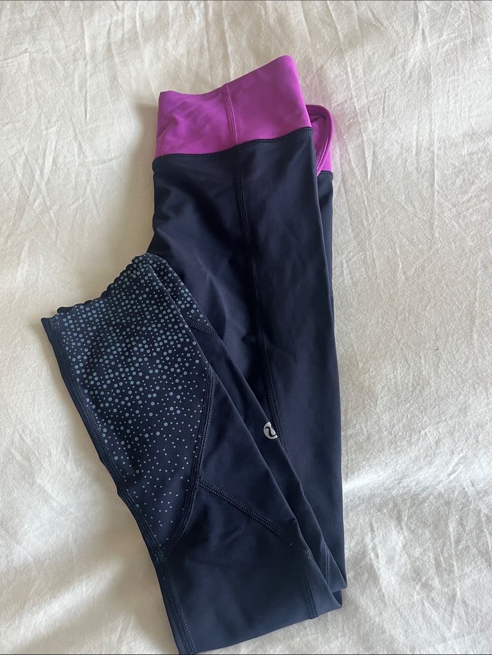 Lululemon capris with Purple Waistband and Reflective Dot Detail